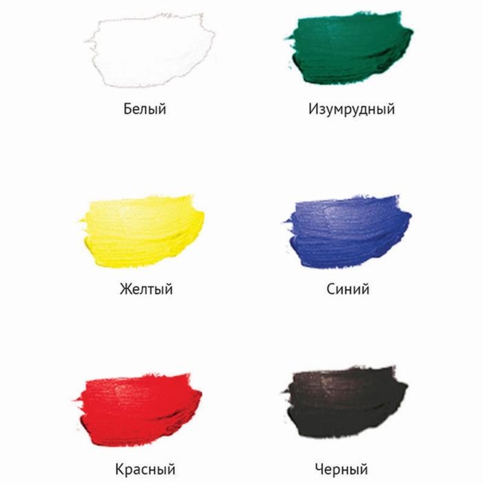 Краска акриловая, набор 6 цветов х 20 мл, Гамма Краска акриловая, набор 6 цветов х 20 мл, Гамма "Хобби", морозостойкая, глянцевая, 3012196