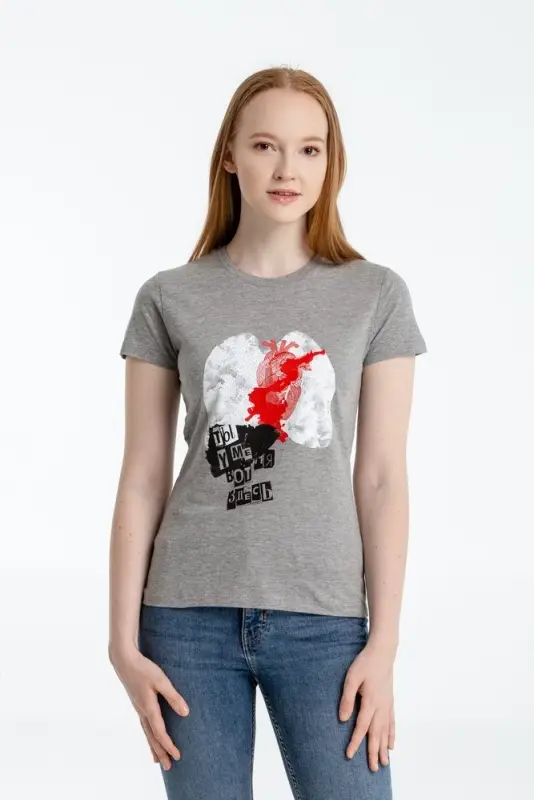Футболка женская &laquo;Ты у меня вот здесь&raquo;, серый меланж, размер M