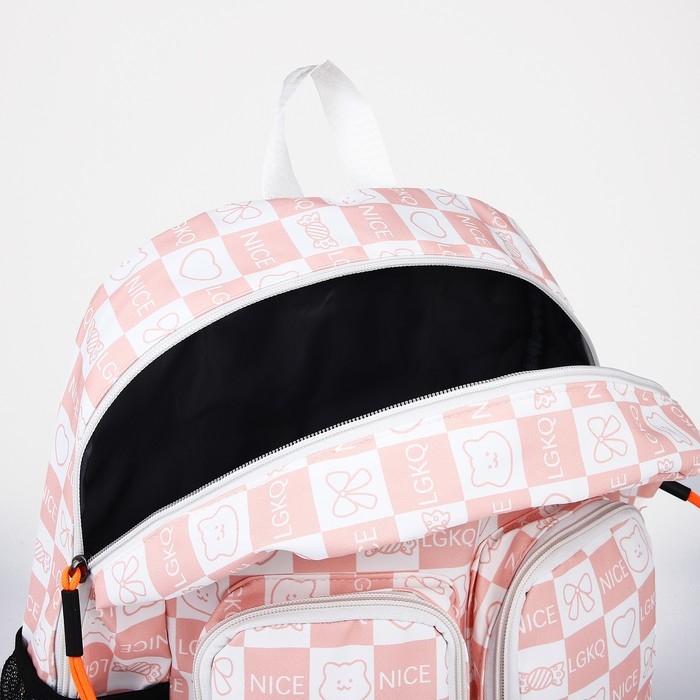 Рюкзак школьный из текстиля на молнии, 5 карманов, цвет розовый Рюкзак школьный из текстиля на молнии, 5 карманов, цвет розовый