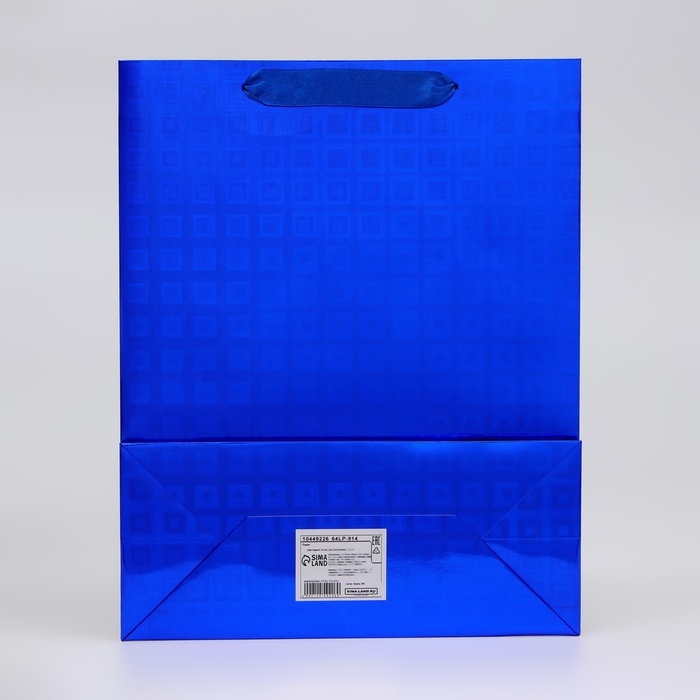 Пакет подарочный, фольгированный, упаковка, с окном, Пакет подарочный, фольгированный, упаковка, с окном, "Синий", M 32 х 25,5 х 11 см