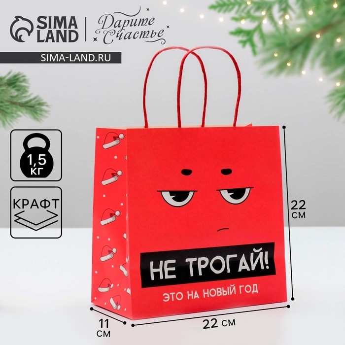 Пакет подарочный новогодний &laquo;Это на новый год&raquo;, 22 х 22 х 11 см, Новый год