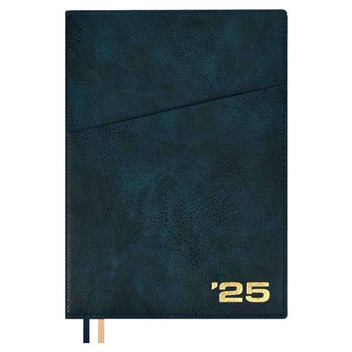 Ежедневник датир 2025г А5+ 176л ESCALADA, инт обл, иск кожа, тис ф,ляс,кр бл 80г/м2,зелёный