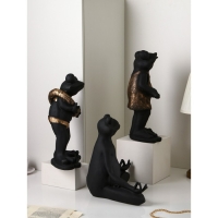 Набор фигур &laquo;Лягушки&raquo;, полистоун, 38 см, цвет чёрно-золотой