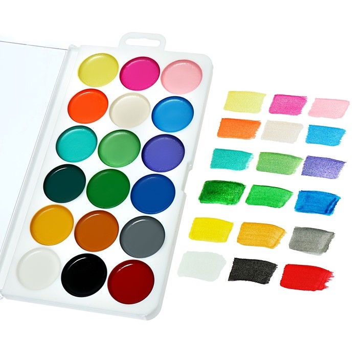 Акварель18 цветов (9 классических + 9 перламутровых) Calligrata Акварель18 цветов (9 классических + 9 перламутровых) Calligrata