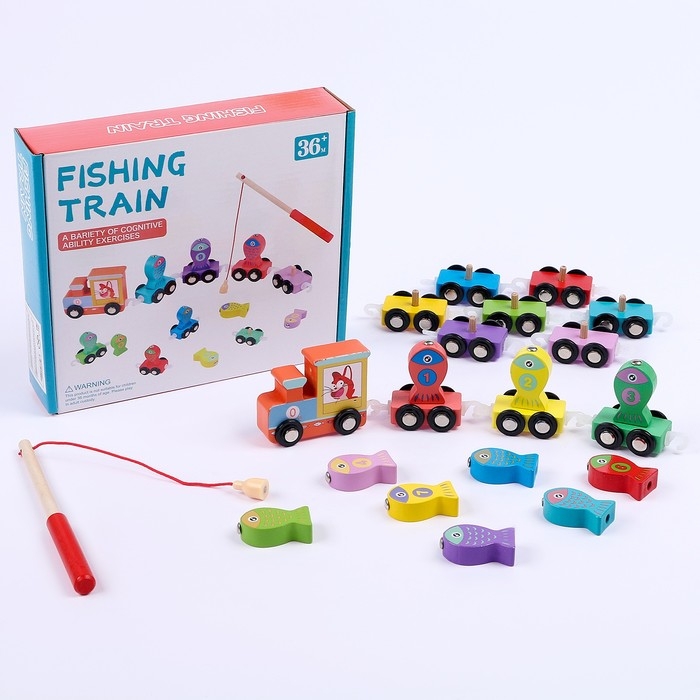 Детская деревянная игрушка 2 в 1 Конструктор + рыбалка &laquo;Путешествие&raquo; 21,5х4,5х18 см