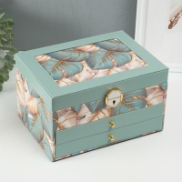 Шкатулка кожзам для украшений "Пальмовые листья" зелёная 17,5х23,5х14 см Шкатулка кожзам для украшений "Пальмовые листья" зелёная 17,5х23,5х14 см