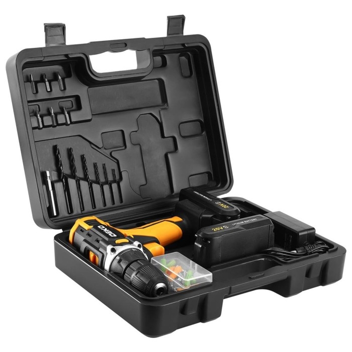 Дрель-шуруповерт DEKO Banger 20V, 20 В, 2х1.5 Ач, кейс + набор инструментов 63 предмета Дрель-шуруповерт DEKO Banger 20V, 20 В, 2х1.5 Ач, кейс + набор инструментов 63 предмета
