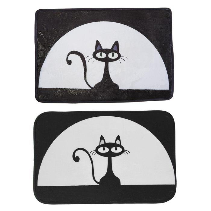 Коврик для ванной и туалета Доляна «Чёрная кошка», 40×60 см, цвет МИКС Коврик для ванной и туалета Доляна «Чёрная кошка», 40×60 см, цвет МИКС
