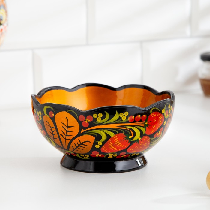 Салатник, резной, 15-16×7 см, хохлома Салатник, резной, 15-16×7 см, хохлома