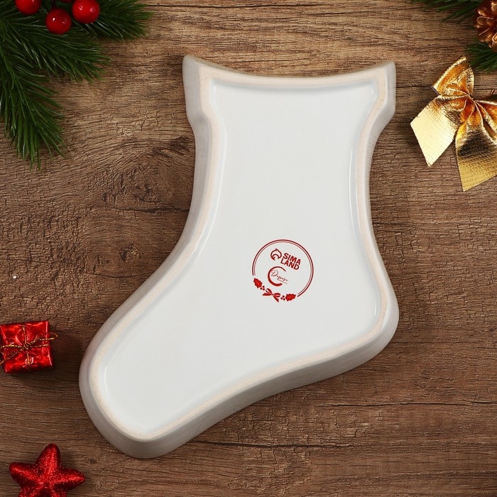 Новый год. Блюдо керамическое &laquo;Новогодняя ёлка&raquo;, 20х15.5х3 см, цвет белый