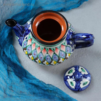 Чайник Риштанская Керамика "Цветы", 700 мл, синий микс Чайник Риштанская Керамика "Цветы", 700 мл, синий микс