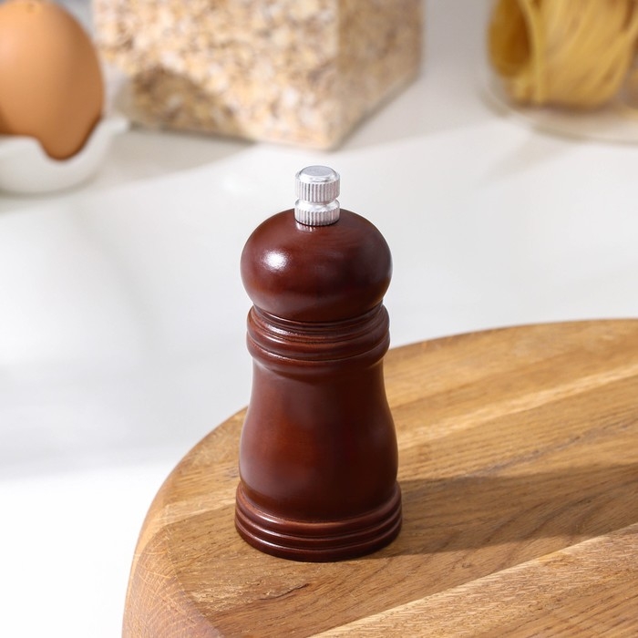 Мельница для специй Доляна, 10,5&times;4,5 см, металлический механизм, цвет коричневый