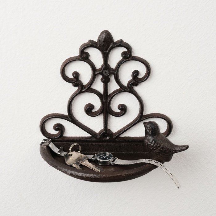 Сувенир металл подставка настенная "Птенчик и узоры" 17,5х18х10 см