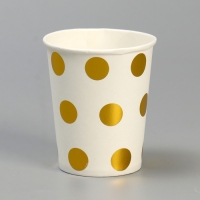 Стаканы бумажные «Горох», набор 6 шт., 250 мл, цвет золотой Стаканы бумажные «Горох», набор 6 шт., 250 мл, цвет золотой