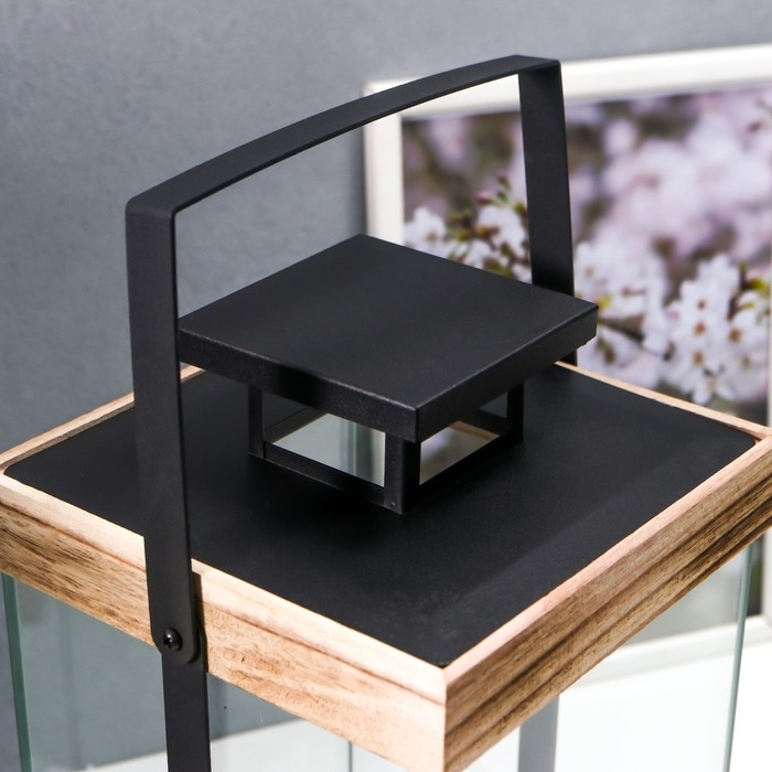 Подсвечник металл, стекло Подсвечник металл, стекло "Эко лайт" 17х17х32см