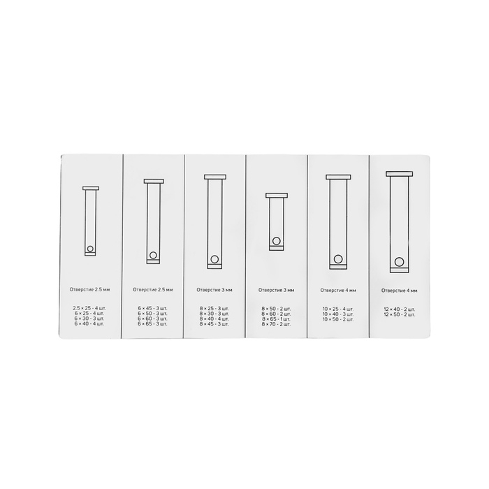 Набор штифтов с головкой и отверстим под шплинт ТУНДРА krep, 60 предметов Набор штифтов с головкой и отверстим под шплинт ТУНДРА krep, 60 предметов