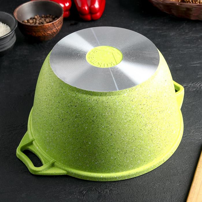 Кастрюля Trendy style, 4 л, d=24 см, h=17,5 см, стеклянная крышка, антипригарное покрытие, цвет зелёный Кастрюля Trendy style, 4 л, d=24 см, h=17,5 см, стеклянная крышка, антипригарное покрытие, цвет зелёный