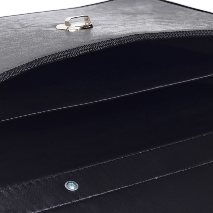 Портфель деловой 350 х 260 х 100 мм, 2 отделения, искусственная кожа, К 6С11, Портфель деловой 350 х 260 х 100 мм, 2 отделения, искусственная кожа, К 6С11, "Волхов", чёрный