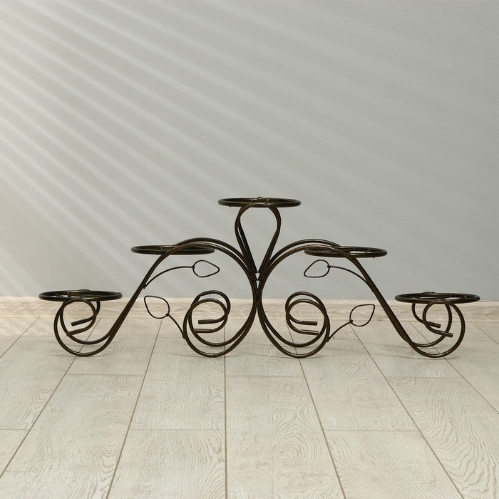 Подставка для цветов, напольная, на 5 горшков, d = 14 см, бронзовая, «Кружево» Подставка для цветов, напольная, на 5 горшков, d = 14 см, бронзовая, «Кружево»