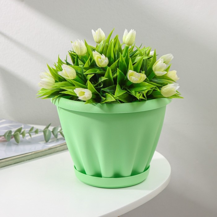 Горшок для цветов с поддоном &laquo;Знатный&raquo;, 2 л, d=18 см, цвет зелёный