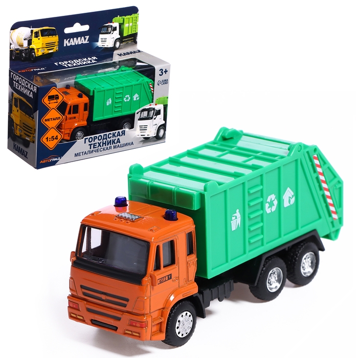 Грузовик металлический «КАМАЗ. Мусоровоз», инерционный, 1:54, цвет зелёный Грузовик металлический «КАМАЗ. Мусоровоз», инерционный, 1:54, цвет зелёный