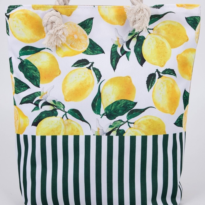 Сумка женская пляжная на молнии, цвет белый/жёлтый