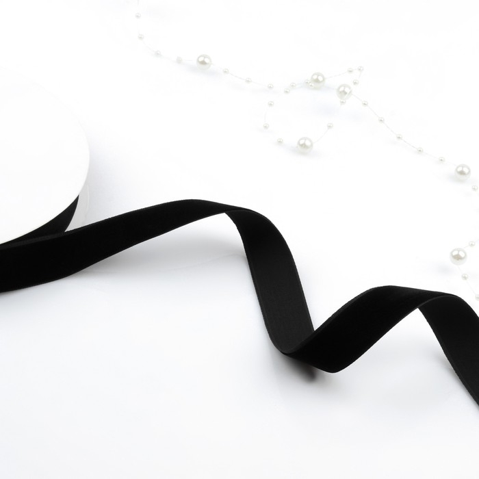 Лента бархатная, 20 мм, 18 &plusmn; 1 м, цвет чёрный №03