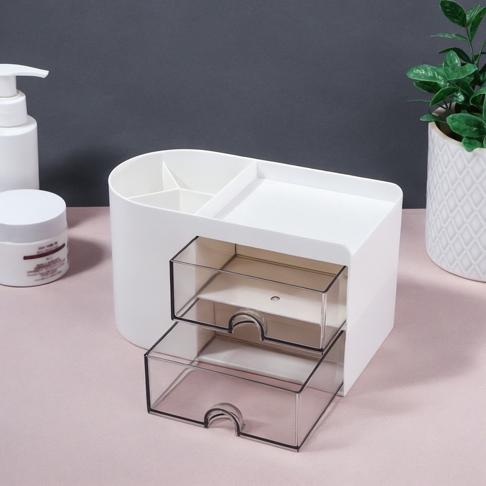 Органайзер для хранения, многоуровневый, 3 секции, 18 × 10 × 10 см, цвет белый/чёрный Органайзер для хранения, многоуровневый, 3 секции, 18 × 10 × 10 см, цвет белый/чёрный