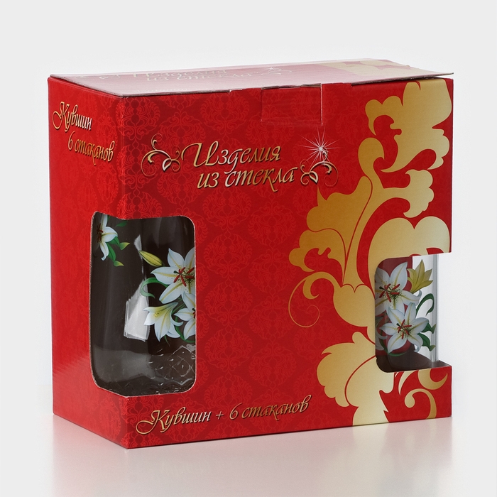 Набор питьевой &laquo;Букеты&raquo;, стеклянный, кувшин 1,7 л + 6 стаканов 230 мл, МИКС