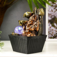 Фонтан настольный от сети, подсветка "Бронзовый Ганеша и лотосы" 22х13х13 см Фонтан настольный от сети, подсветка "Бронзовый Ганеша и лотосы" 22х13х13 см