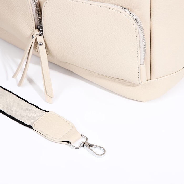 Сумка-тоут на молнии, 3 наружных кармана, цвет бежевый Сумка-тоут на молнии, 3 наружных кармана, цвет бежевый