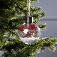 Ёлочный шар «Розовые сухоцветы», батарейки, 5 LED, свечение тёплое белое Ёлочный шар «Розовые сухоцветы», батарейки, 5 LED, свечение тёплое белое