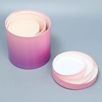 Набор шляпных коробок 3 в 1, упаковка подарочная, &laquo;Градиент&raquo;, 13 х 13 - 18 х 18 см