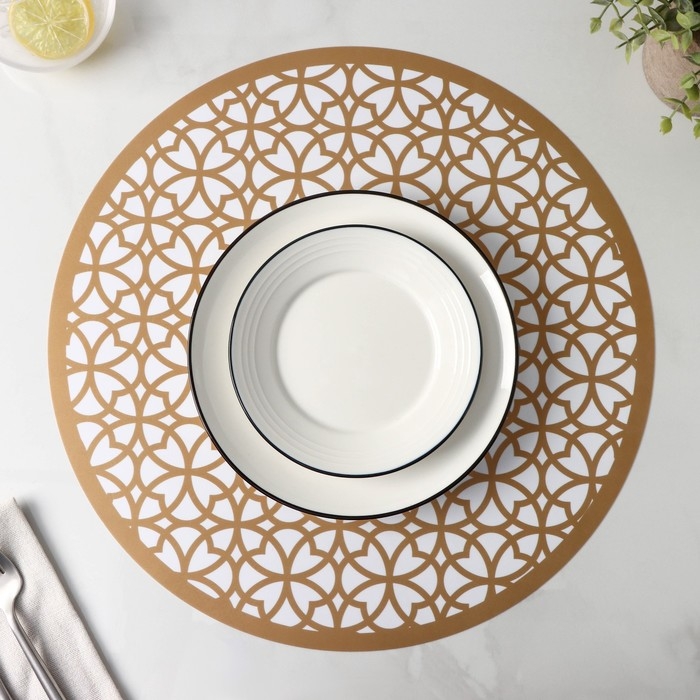 Салфетка сервировочная на стол «Шарм», 38×38 см, цвет металлик коричневый Салфетка сервировочная на стол «Шарм», 38×38 см, цвет металлик коричневый