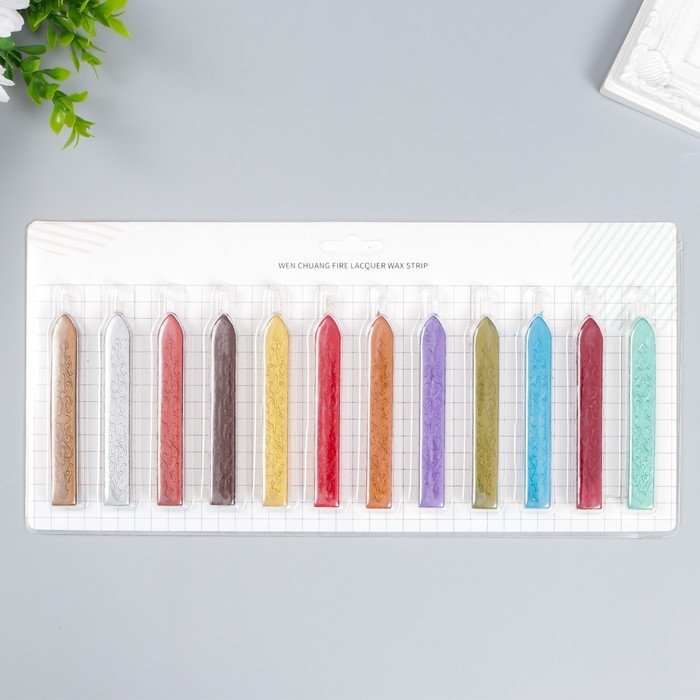 Сургуч для печати с фитилём Сургуч для печати с фитилём "Разноцветные" набор 12 шт 14,8х37 см