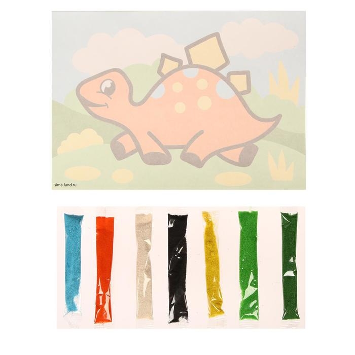 Фреска песком &laquo;Динозаврик&raquo;, 7 цв