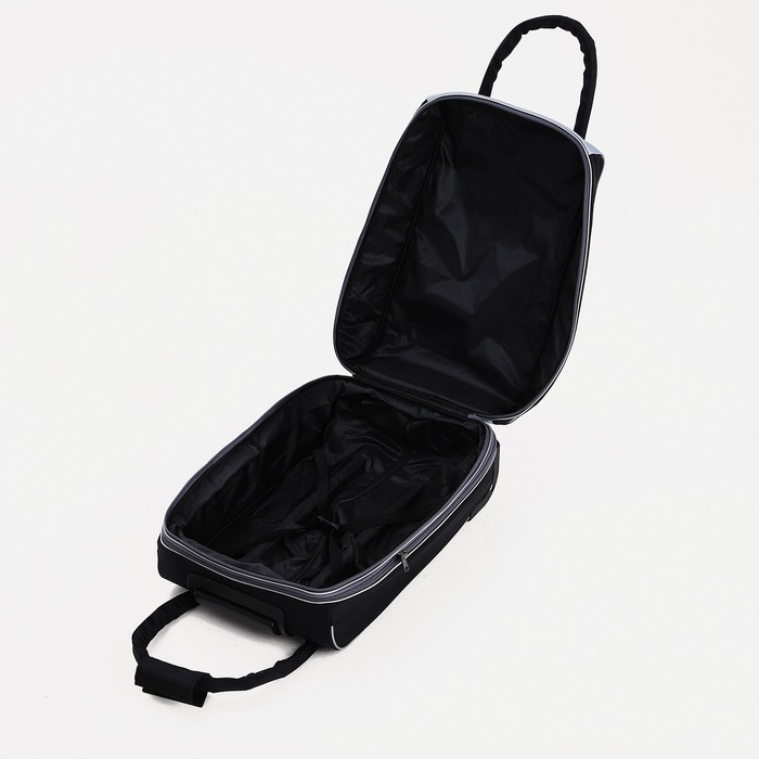 Чемодан малый 37 л (S) с сумкой, отдел на молнии, с расширением, с расширением, цвет чёрный