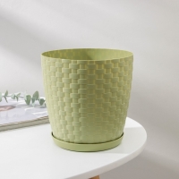 Горшок для цветов с поддоном &laquo;Ротанг&raquo;, 2 л, цвет оливковый