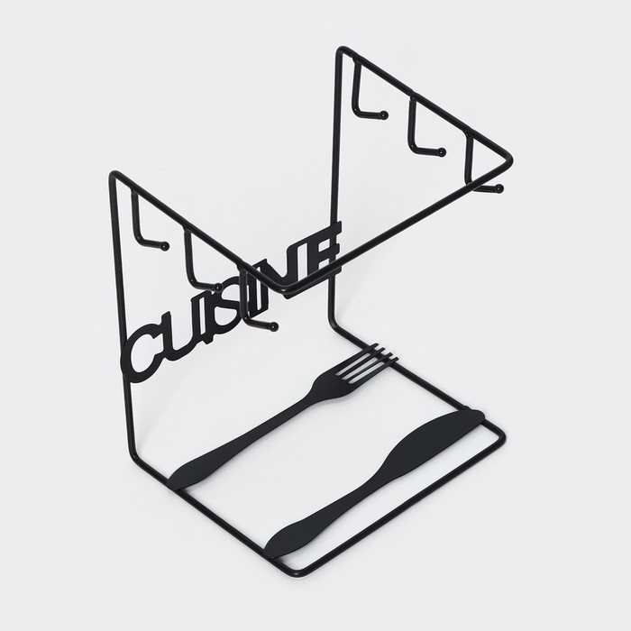 Подставка для чайного сервиза Доляна &laquo;Кухонька&raquo;, 14&times;15&times;19 см, цвет чёрный