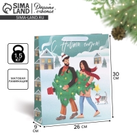 Пакет подарочный новогодний ламинированный &laquo;Ёлочка&raquo;, M 26 х 30 х 9 см, Новый год