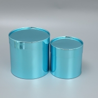 Набор коробок 2 в 1 круглые, упаковка подарочная, &laquo;Однотонный&raquo;, голубой металлик, 12 х 12, 15 х 15 см