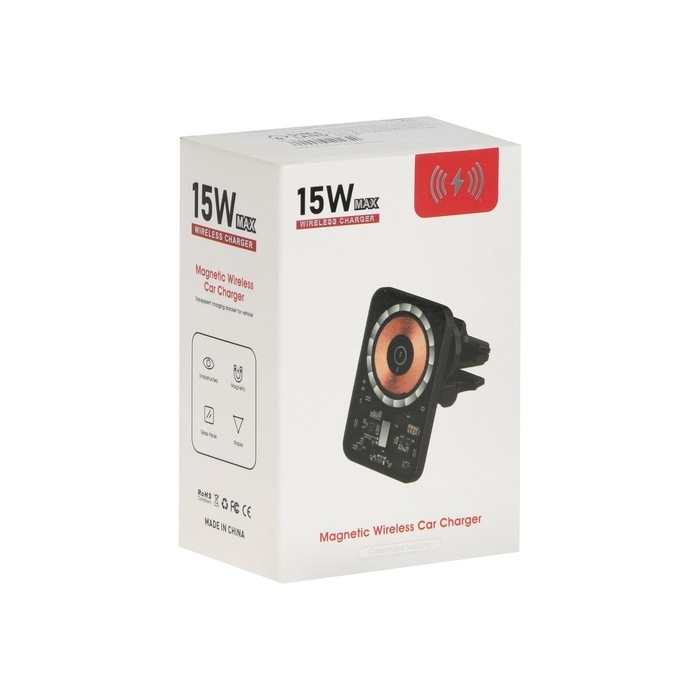 Автомобильный держатель с беспроводной зарядкой i13, 15 Вт, Type-C, 2 А, 1 м, MagSafe,чёрное Автомобильный держатель с беспроводной зарядкой i13, 15 Вт, Type-C, 2 А, 1 м, MagSafe,чёрное