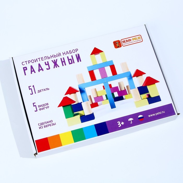 Конструктор деревянный &laquo;Строительный набор. Радужный&raquo;