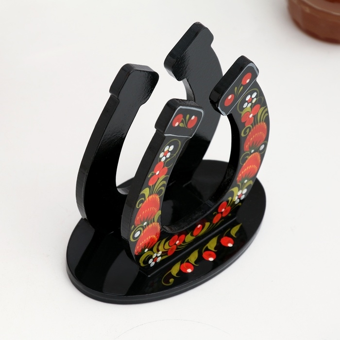 Салфетница &laquo;Подкова&raquo;, 7 х 12 см, хохлома