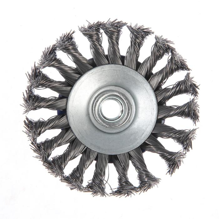 Щетка металлическая для УШМ ТУНДРА, крученая проволока, "тарелка", М14, 115 мм