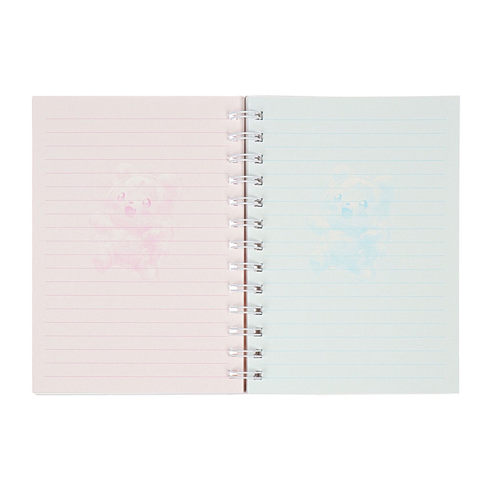 Записная книжка подарочная на гребне 80л,линия, цветной блок,обложка ПВХ 3D Мишка(17,6х13,5см)   105