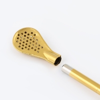 Бомбилья для чая Йерба Мате мини, набор 2 штуки с щёточками для чистки, золото, l-18.5 см Бомбилья для чая Йерба Мате мини, набор 2 штуки с щёточками для чистки, золото, l-18.5 см