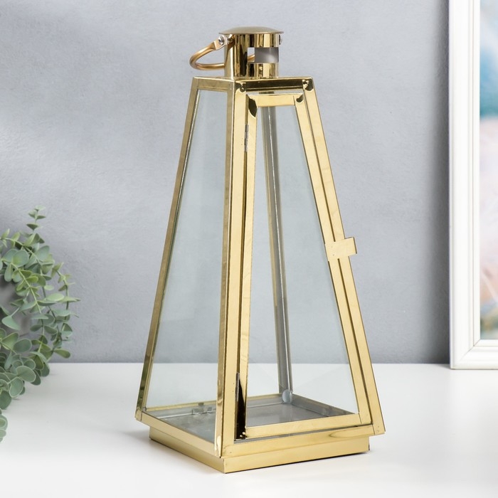 Подсвечник металл Подсвечник металл "Пирамида" набор 3 шт золото 22х11х53, 17х8,5х38, 12х8х23 см