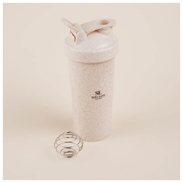 Стакан-шейкер для воды и коктейлей Sima-Land Home, 600 мл, цвет бежевый
