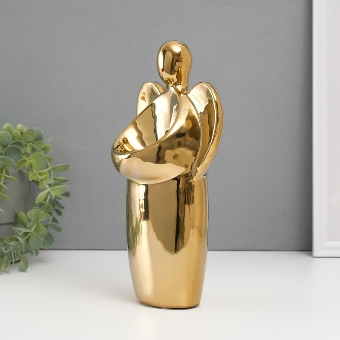 Подсвечник керамика на 1 свечу Подсвечник керамика на 1 свечу "Ангел" d=3,5 см золото 14х9,5х25 см